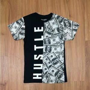 Black and White Hustle Graphic Money T-Shirt